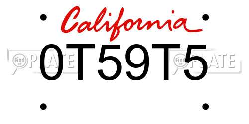 0T59T5 California License Plate