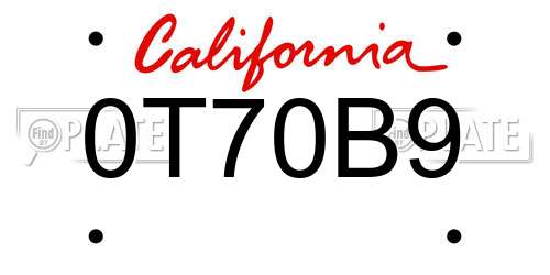 0T70B9 California License Plate
