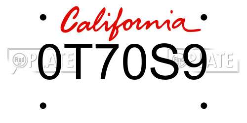 0T70S9 California License Plate