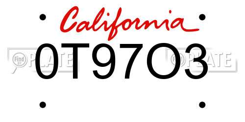 0T97O3 California License Plate