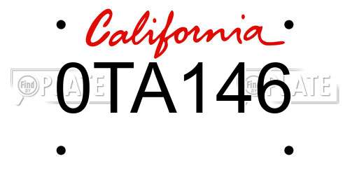 0TA146 California License Plate