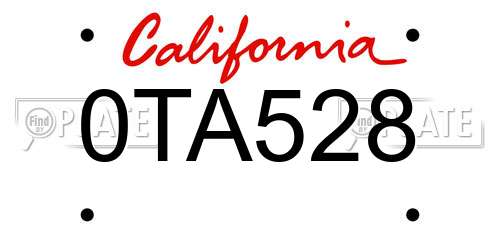 0TA528 California License Plate