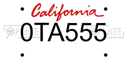 0TA555 California License Plate