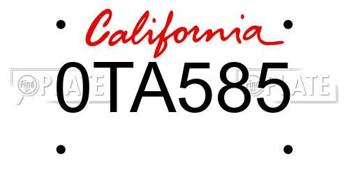 0TA585 California License Plate