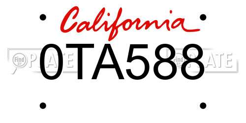 0TA588 California License Plate