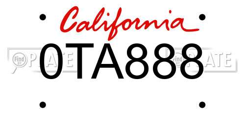 0TA888 California License Plate