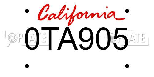 0TA905 California License Plate