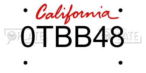 0TBB48 California License Plate