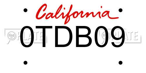 0TDB09 California License Plate