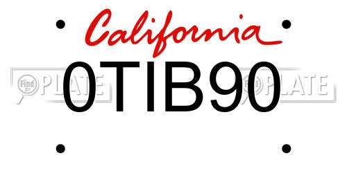 0TIB90 California License Plate