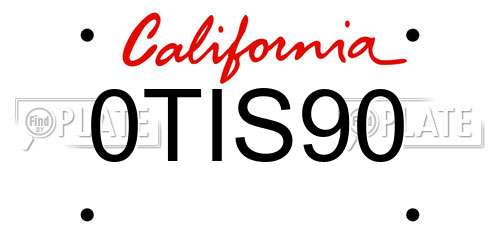 0TIS90 California License Plate