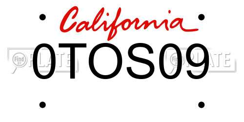 0TOS09 California License Plate