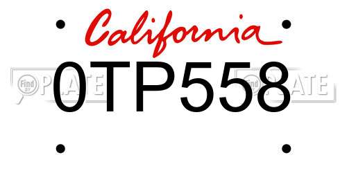 0TP558 California License Plate