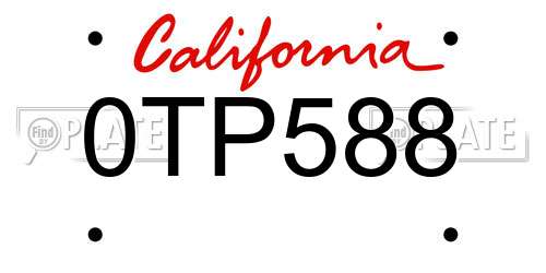 0TP588 California License Plate
