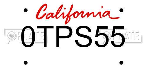 0TPS55 California License Plate