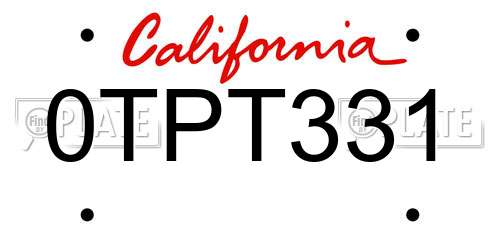 0TPT331 California License Plate