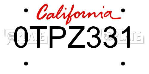 0TPZ331 California License Plate