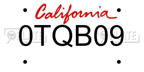 0TQB09 California License Plate