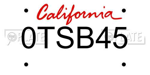 0TSB45 California License Plate