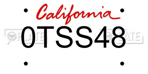 0TSS48 California License Plate