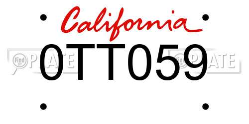 0TT059 California License Plate