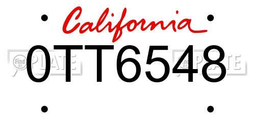 0TT6548 California License Plate
