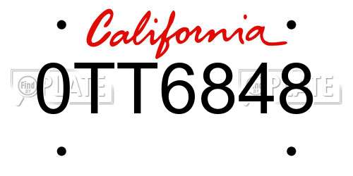 0TT6848 California License Plate