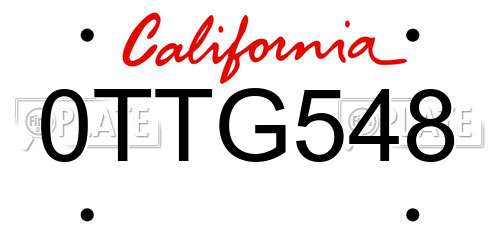 0TTG548 California License Plate