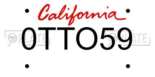 0TTO59 California License Plate