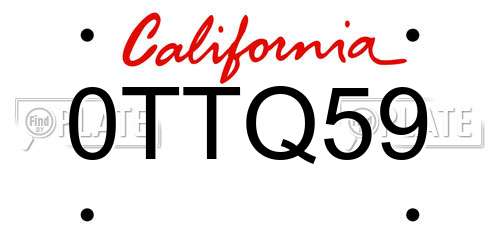 0TTQ59 California License Plate