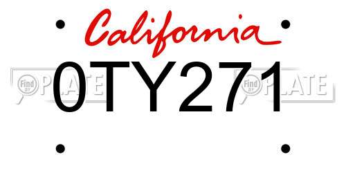 0TY271 California License Plate
