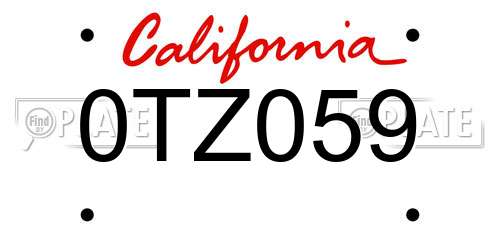 0TZ059 California License Plate