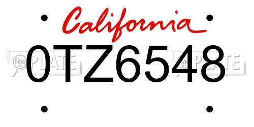 0TZ6548 California License Plate