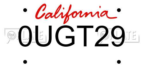 0UGT29 California License Plate