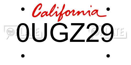 0UGZ29 California License Plate