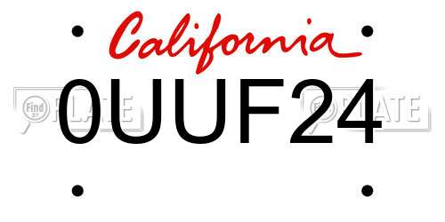 0UUF24 California License Plate