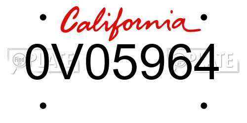 0V05964 California License Plate