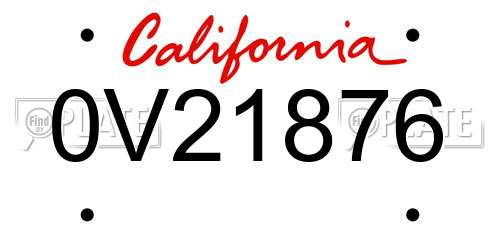 0V21876 California License Plate