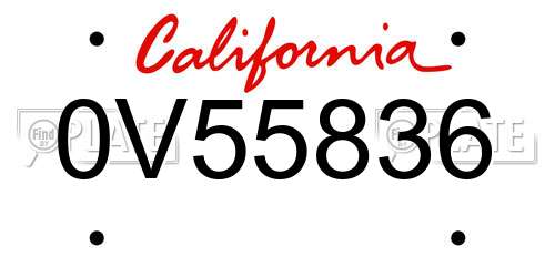 0V55836 California License Plate
