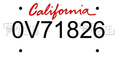 0V71826 California License Plate
