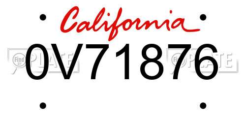 0V71876 California License Plate