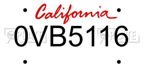 0VB5116 California License Plate