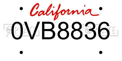 0VB8836 California License Plate