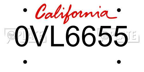 0VL6655 California License Plate
