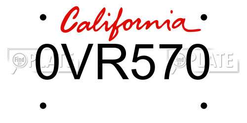 0VR570 California License Plate