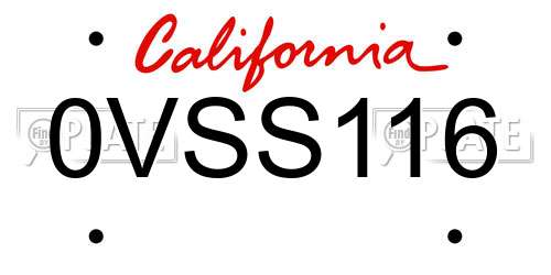 0VSS116 California License Plate