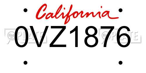 0VZ1876 California License Plate