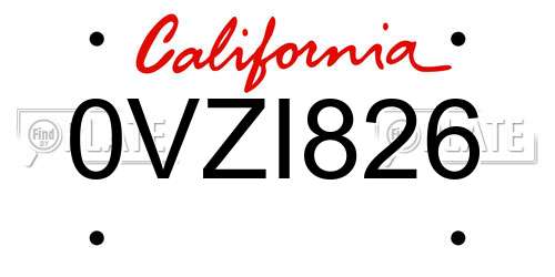 0VZI826 California License Plate