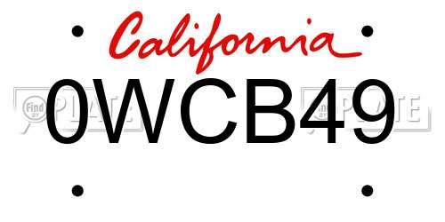 0WCB49 California License Plate