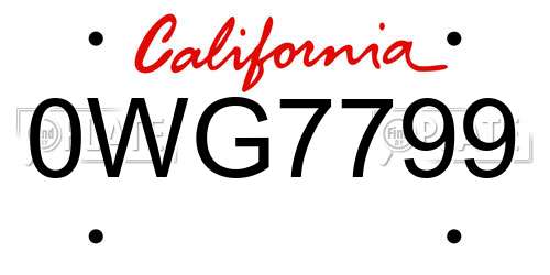 0WG7799 California License Plate